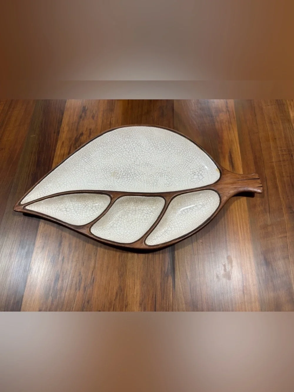 1960’s Treasure Craft USA MCM Leaf Snack Dish